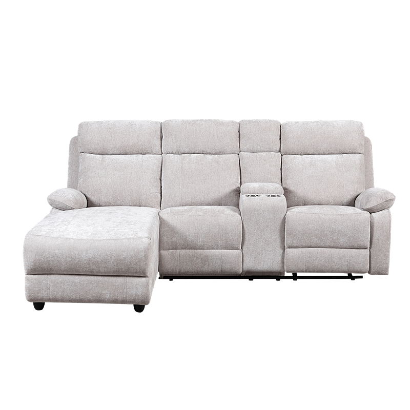 Divano componibile chaise longue in ciniglia con pouf